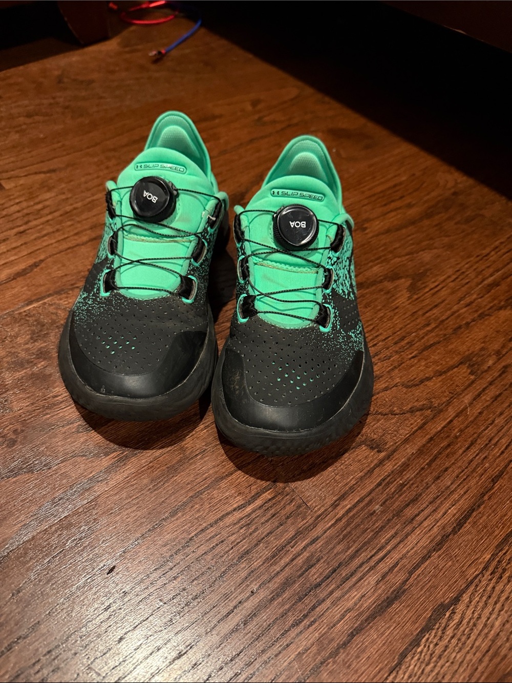Under Armour Kids slip speed Sneakers - Black & Mint 4.5
